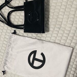 Telfar small bllack leather shopping bag with white dust bag included